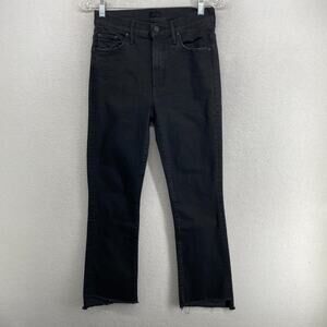 MOTHER Jeans 28 Insider Crop Step Fray Bootcut Stretch Cotton Denim Black USA